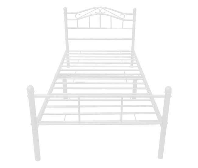 Cama individual (Florenz)  con cabecero curvado, colchón y somier 126x208 Blanco