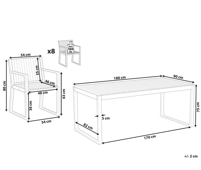 Beliani Conjunto de comedor SASSARI Madera Clara