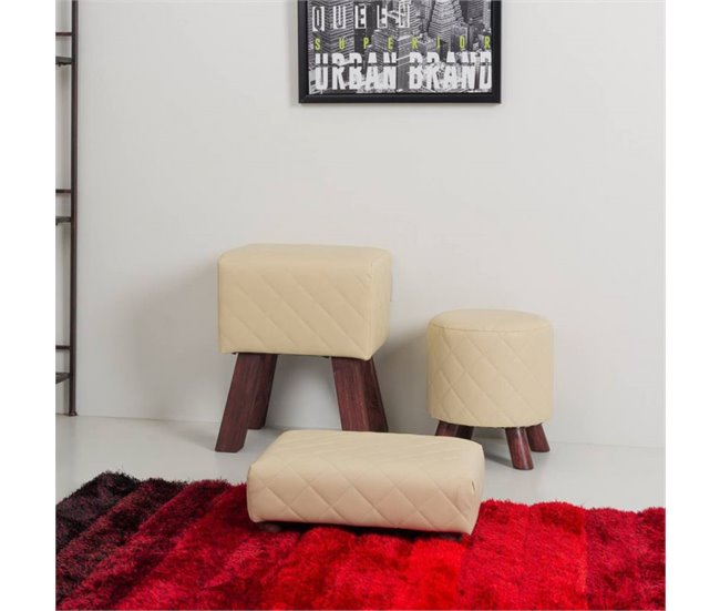 Taburete tapizado Beige