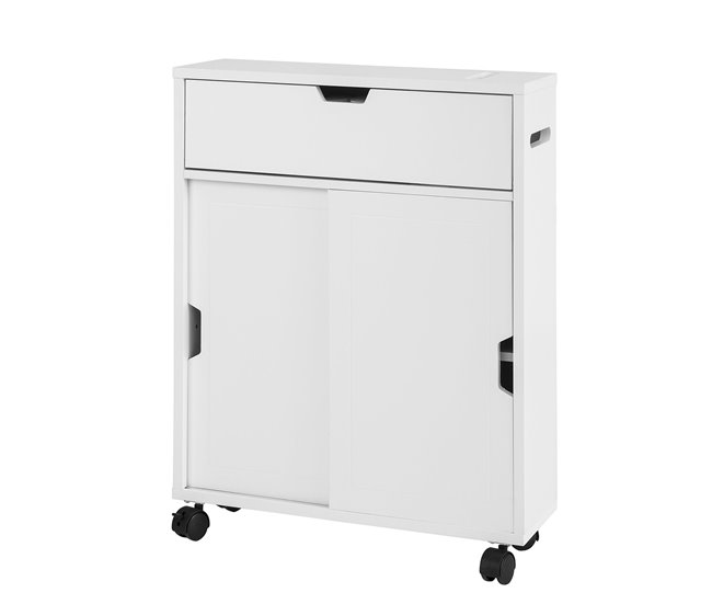 Armario Auxiliar Baño con 2 Puertas y 1 cajón BZR31-W SoBuy Blanco