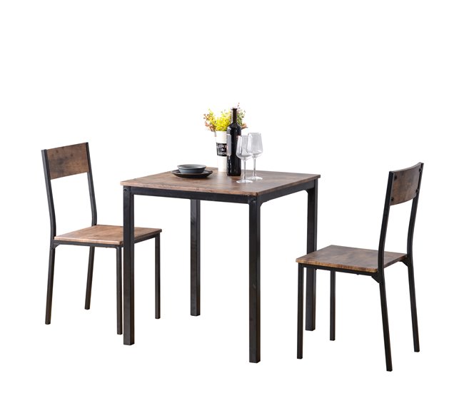 Conjunto de mesas y sillas de comedor 70x70 Marron