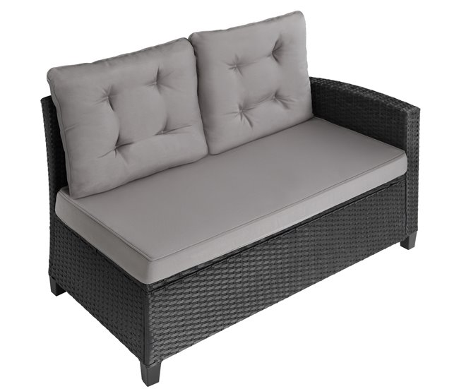 conjunto de ratán Negro/ Gris