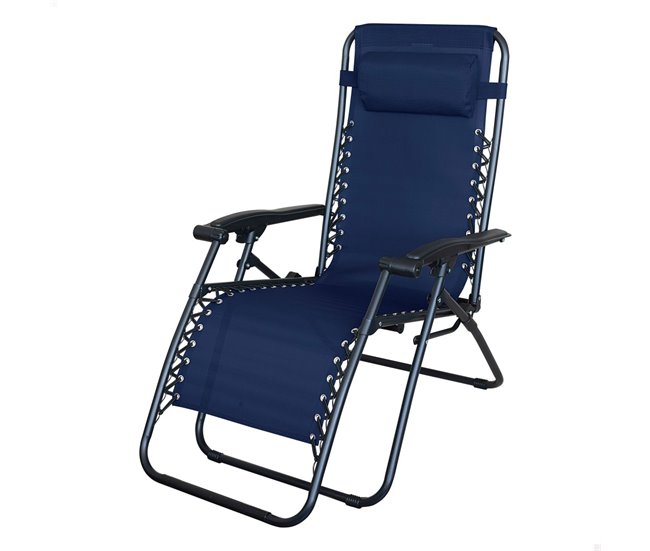 Aktive Silla plegable jardín gravedad cero 2 posiciones Azul
