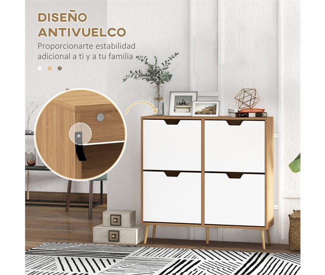 Armario de Zapatos Melamina de Madera, Pino HOMCOM Marron