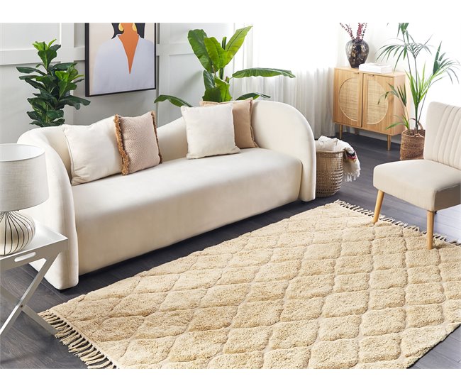 Beliani Alfombra de pelo corto SANLIURFA 160x230 Arena
