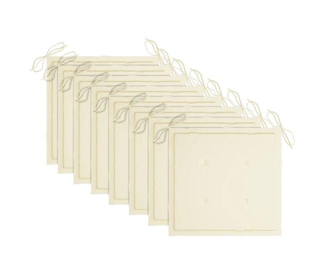 8 Sillas de jardín plegables de madera con cojines Beige