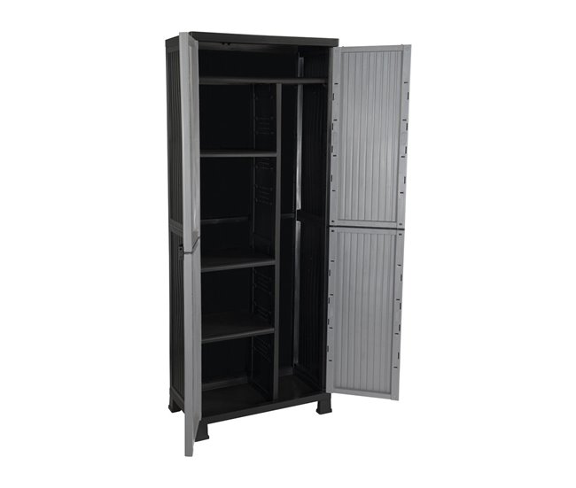 Armario de Resina Exterior con Escobero y 4 Baldas Thinia Home 68 Gris