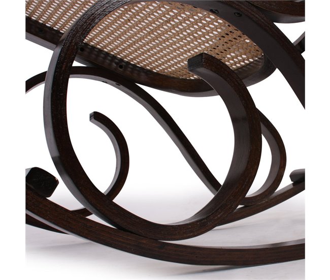 Silla mecedora rocking chair aspecto retro ratán de madera maciza apariencia nogal FAB04001 Marron