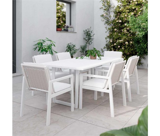 Set de jardín ONIX con mesa rectangular y 6 sillas Blanco