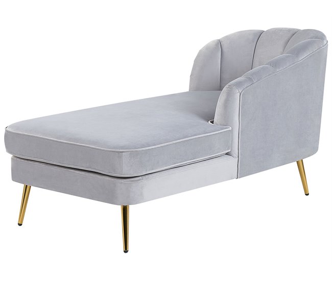 Beliani Chaise longue Terciopelo ALLIER Gris Claro