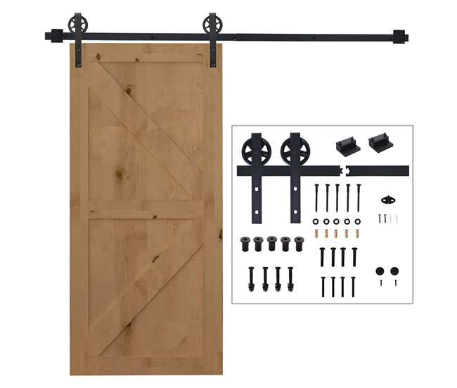 Kit de Accesorios para Puerta Corredera Acero al Carbono HOMCOM 200 Negro