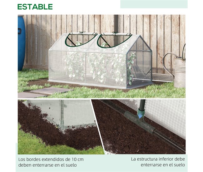 Invernadero de Terraza Acero, PE Outsunny Blanco