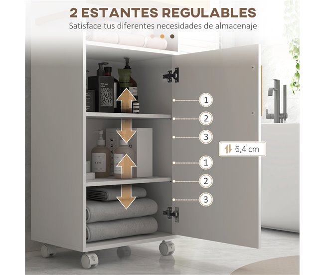 Armario de Baño Melamina de Madera, Haya kleankin Blanco