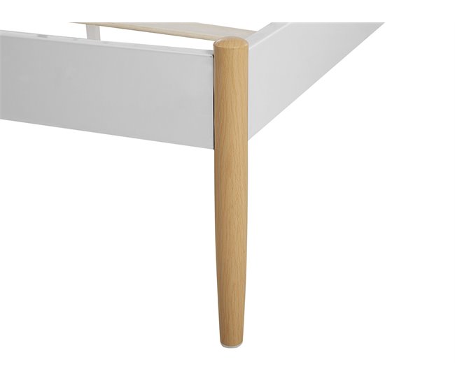Beliani Cama con somier Metal MAURS 147x209 Blanco