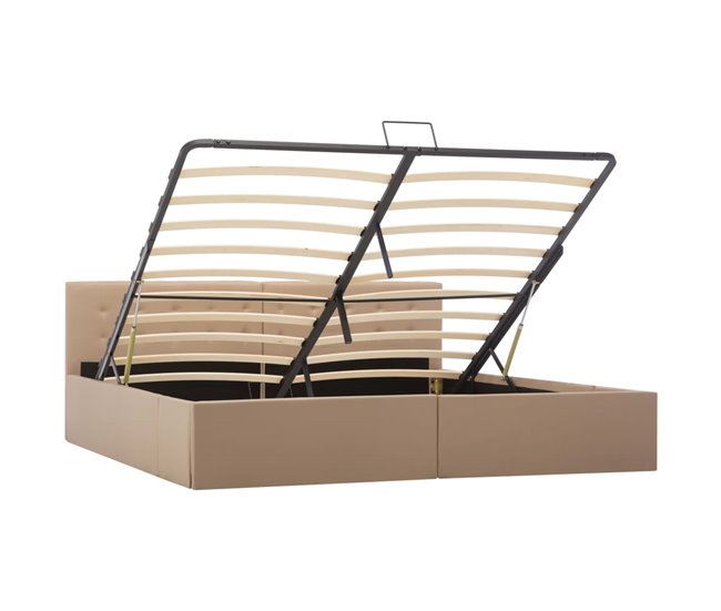 Cama canapé hidráulica cuero sintético 180x200 Marron
