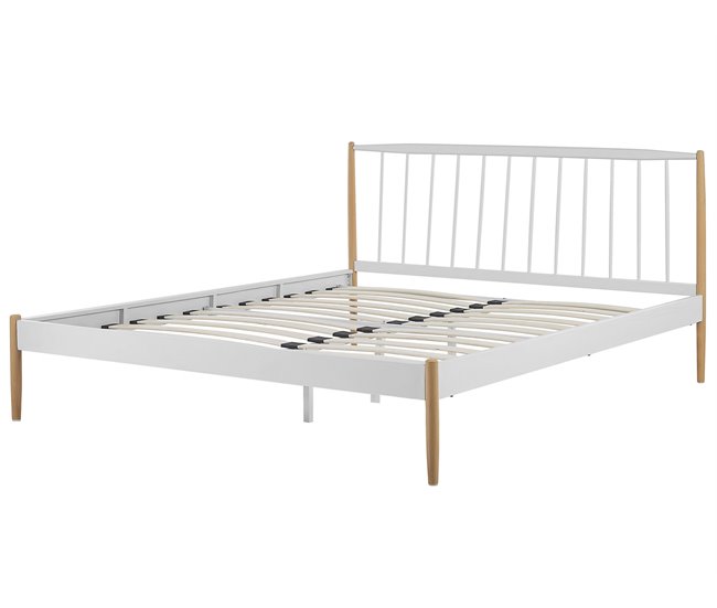 Beliani Cama con somier Metal MAURS 187x209 Blanco