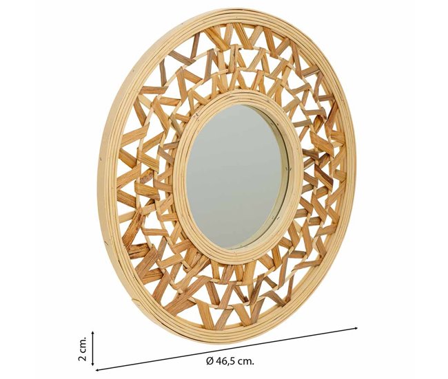 Espejo de bambú y fibra natural Marron