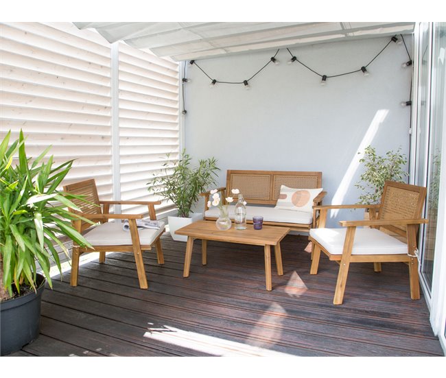 Beliani Conjunto de jardín Madera de acacia ARENELLA Beige