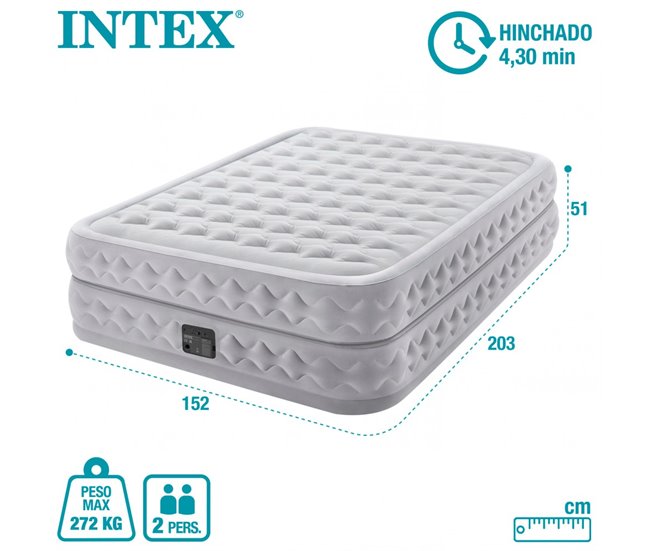 Cama de aire doble Supreme Air-Flow con Fiber-Tech INTEX Blanco