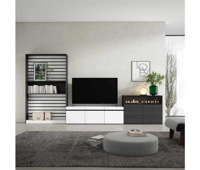 Muebles de Salón para TV 360 Blanco/ Negro