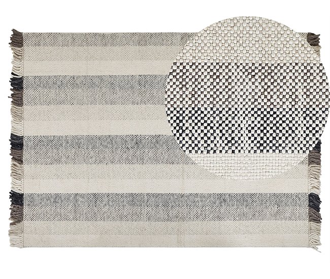 Beliani Alfombra de pelo corto EMIRLER 140x200 Blanco/ Beige
