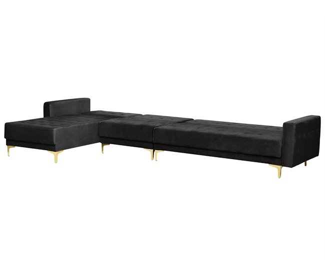 Beliani Sofá cama Terciopelo ABERDEEN Negro