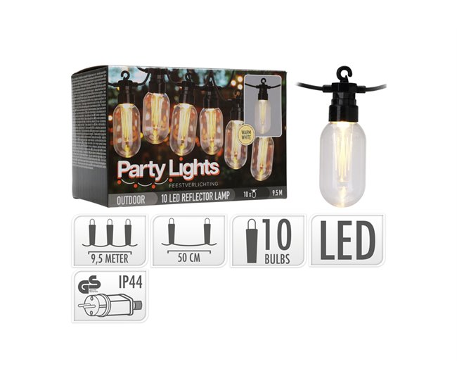 Guirnalda de luces led EDISON 9,5 metros Negro