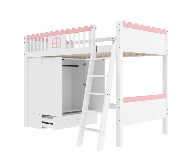 Cama alta para niños Blanco