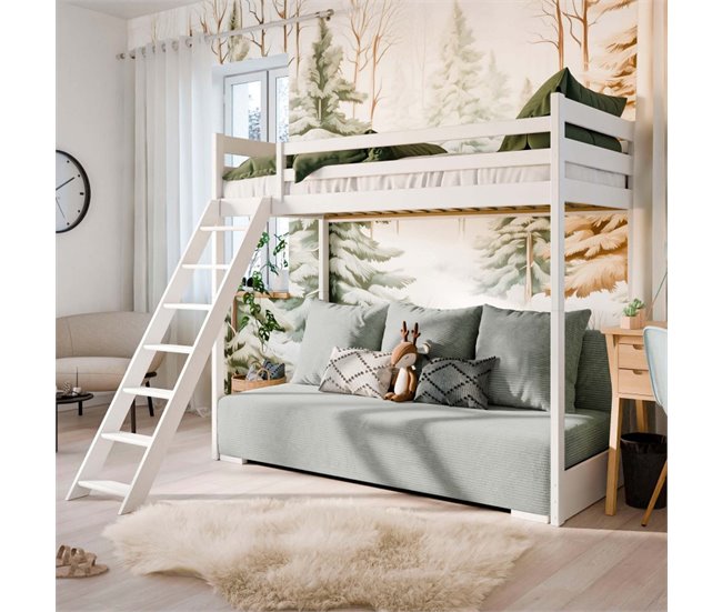 Litera-sofá madera 208x194 Blanco