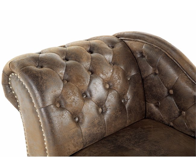 Beliani Chaise longue izquierdo Gamuza sintética NIMES Gris Oscuro