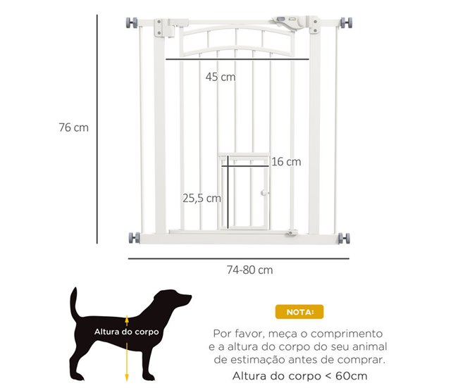 Barrera de Seguridad Acero, PA PawHut Blanco