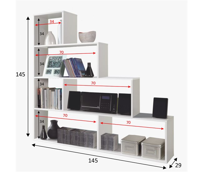 Estantería Librería Jaén 6 Huecos 145 Blanco