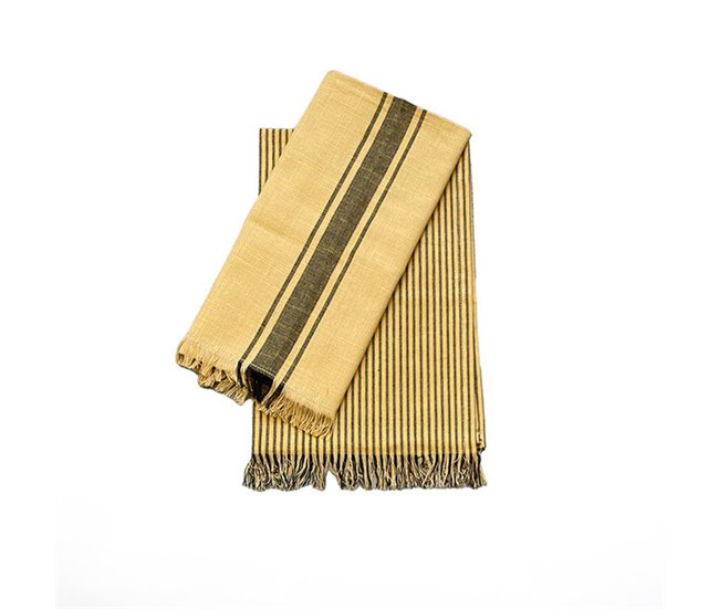 Pack 2 paños de algodón modelo Kila Mostaza