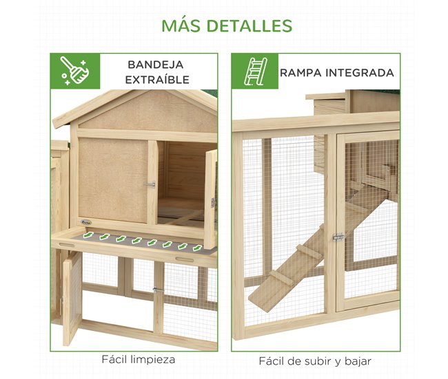 Gallinero de Madera Madera de Abeto PawHut Madera Clara