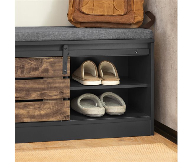 Banco Zapatero con Puerta corrediza de Granero FSR120-HG SoBuy Gris