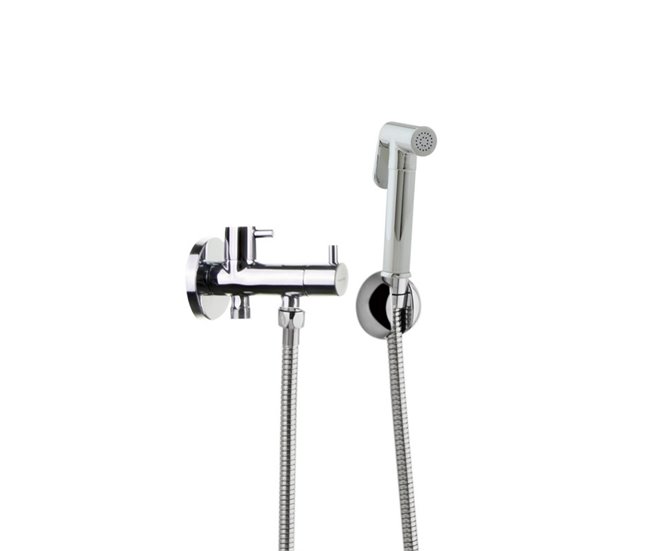 Grifo de Bidé con Llave de Paso 1 Agua con Accesorios Cromo