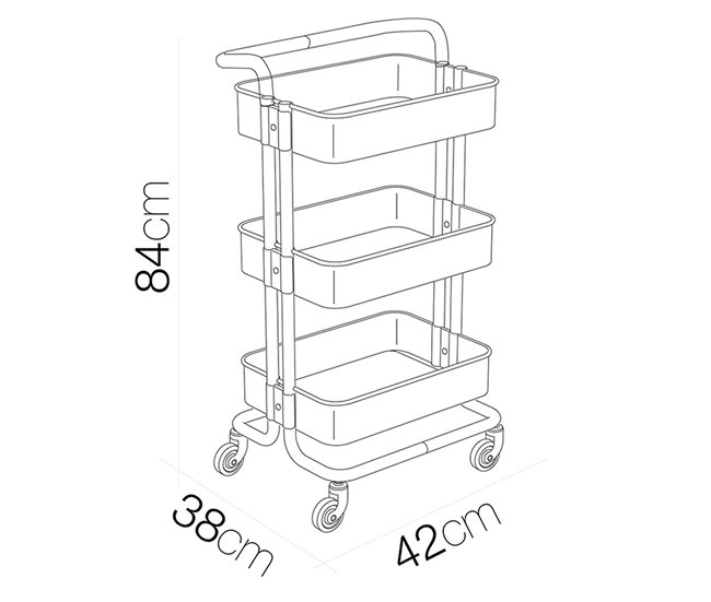 Acomoda Textil – Carrito de Cocina Multiusos de 3 Niveles. 42 Blanco