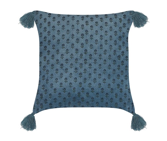 Beliani Cojín decorativo RIBES Azul
