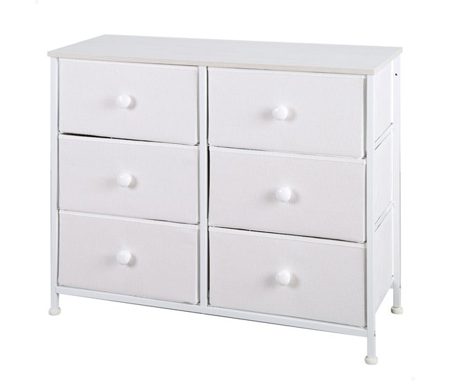 Max Home Cómoda 6 cajones de tela 80 Blanco