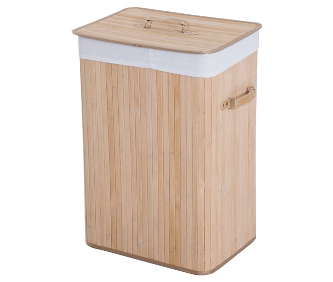 Cesto para Ropa Sucia Bambú, PU, bolsa de lona HOMCOM Beige