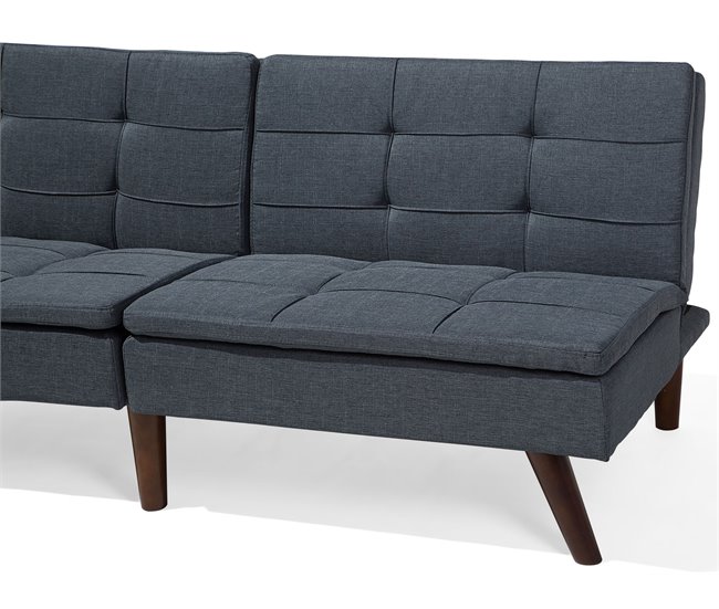 Beliani Sofá de 3 plazas Poliéster RONNE Azul Marino