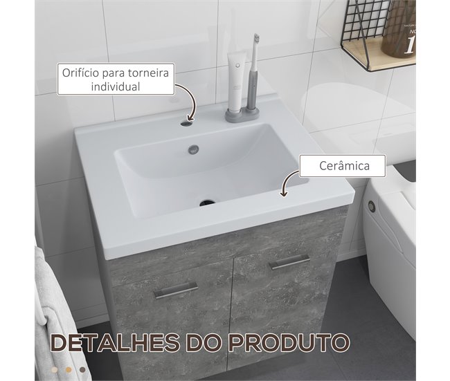 Mueble de Baño Melamina de Madera; Cerámica kleankin 60 Gris