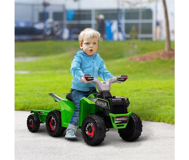 Quad Eléctrico Infantil PP, Metal HOMCOM Verde