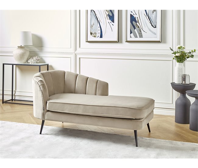 Beliani Chaise longue izquierdo Terciopelo ALLIER Beige