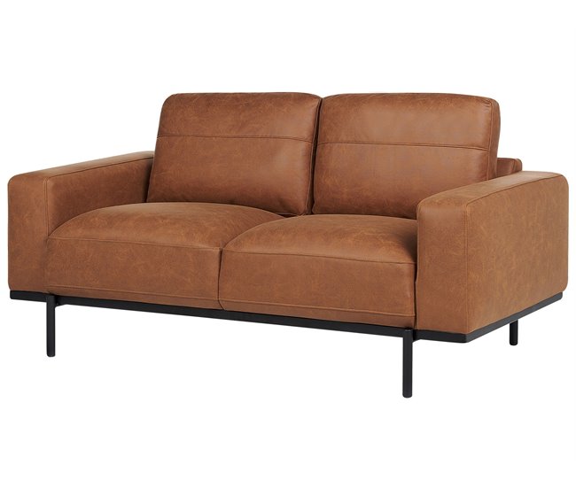 Beliani Sofá de 2 plazas Poliéster SOVIK Marron