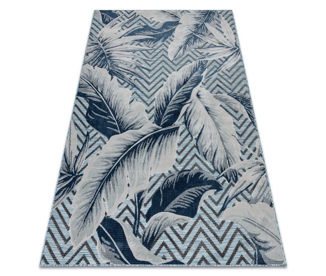 Alfombra Estructural BOTANIC 65242 Plumas, zigzag 176x270 Azul