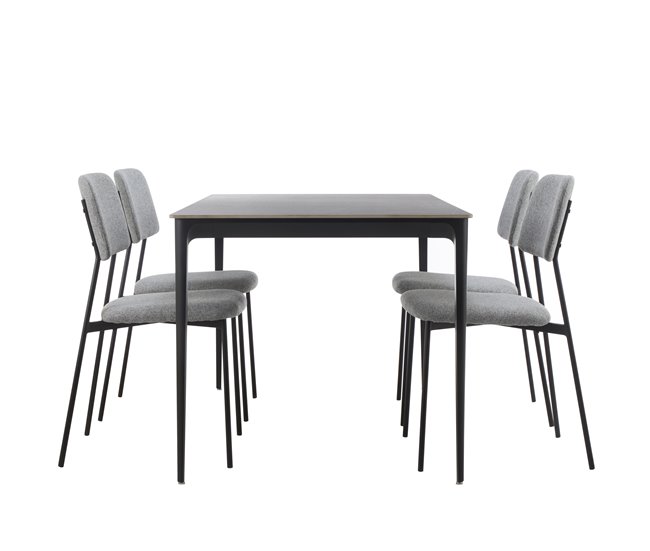 Set de comedor 1 mesa y 4 sillas gris STONE Gris