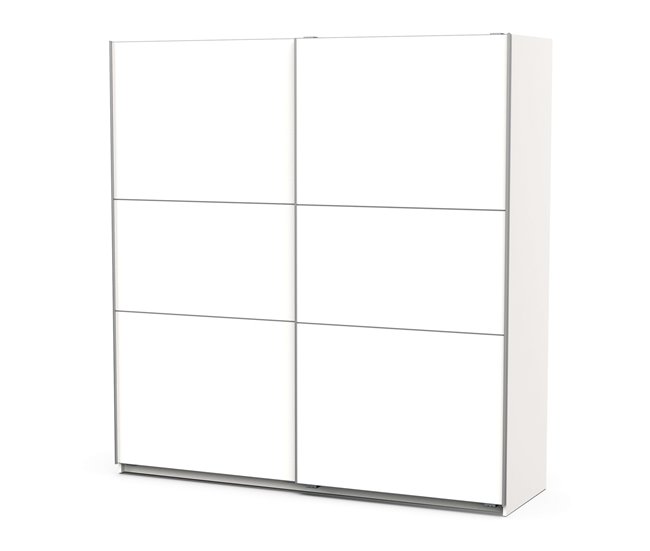 Armario Dormitorio 2 Puertas Correderas y Barra Blanco