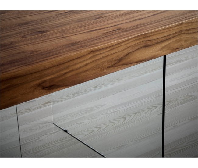 ANGEL CERDA Mesa comedor rectangular nogal y cristal templado 200x100 Nogal