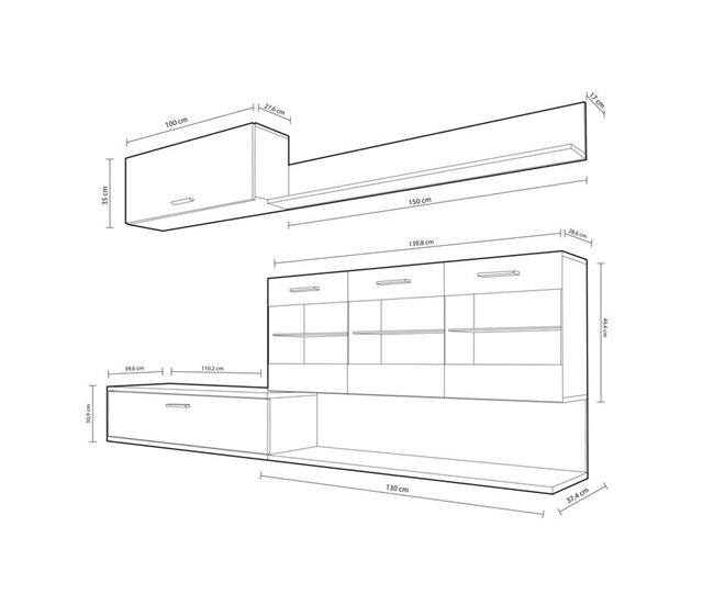 Mueble de comedor Zafiro 250 Gris Claro